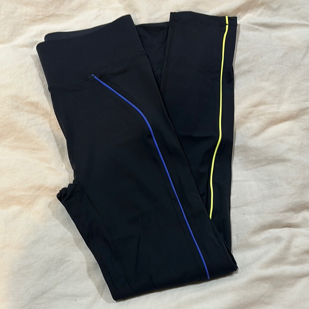 All Access Black Leggings with Blue and Yellow and Pink Accents Small